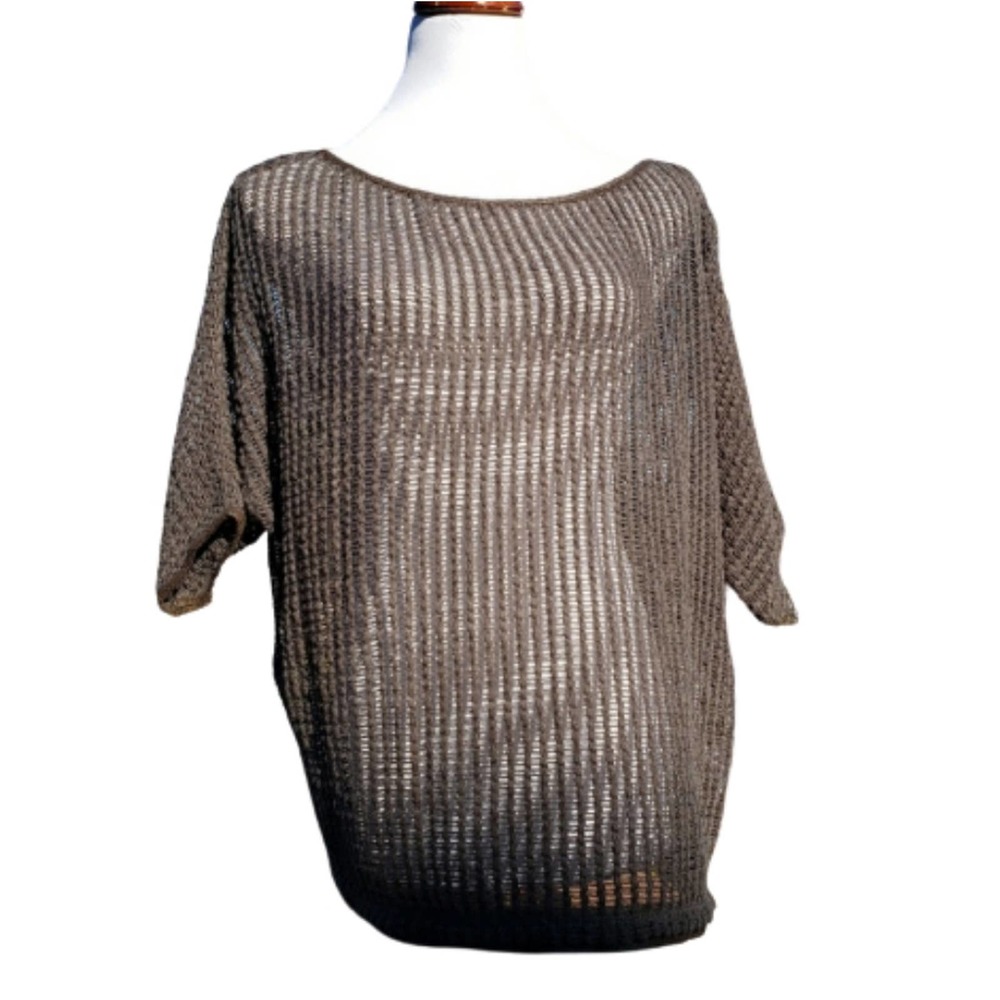 Sweater Open Knit Sz M Olive Green Top SW3 BESPOKE Sz M